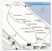 Map shows Big Cone is in the West Thumb Geyser Basin.