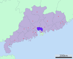 موقع دونگ‌گوان في گوانگ‌دونگ