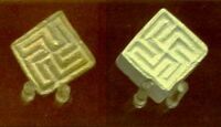 Swastika seals from Mohenjo-daro, Pakistan, of the Indus Valley civilisation, circa 2,100 – 1,750 BCE, preserved at the British Museum[86]