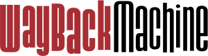 Stylized text saying: "INTERNET ARCHIVE WAYBACK MACHINE". The text is in black, except for "WAYBACK", which is in red.