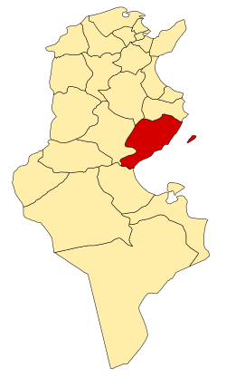 خريطة تونس وتظهر عليها ولاية صفاقس