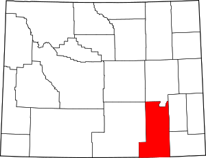 Map of Wyoming highlighting Albany County