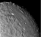 Fractured surface of Miranda