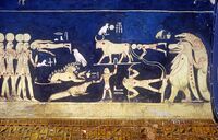 تصوير النجوم والأبراج القطبية على سطح المقبرة في الحجرة J، مشروع تخطيط طيبة.