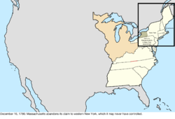 Map of the change to the United States in central North America on December 16, 1786