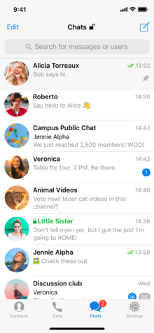 Telegram running on an iPhone