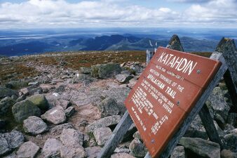 Northern terminus of the trail atop Mount Katahdin in Maine