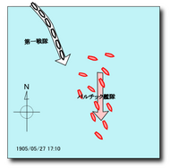 The Russian ships in a shambles.