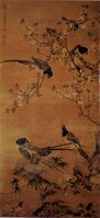 Bian Jingzhao's intricate Gongbi took after the styles of Song, whilst incorporating other artistic styles