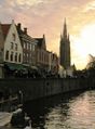 The Dijver canal and the tower of the Church of Our Lady.