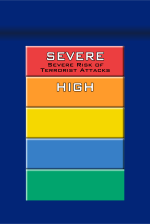 Red is the color of a severe terrorist threat level in the United States, under the Homeland Security Advisory System.