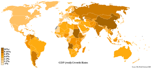 A world map with countries colored in different shades of orange