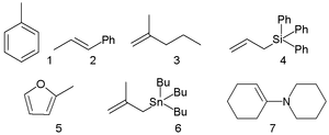 Nucleophiles used in the determination of Mayr-Patz equation, X = tetrafluoroborate anion