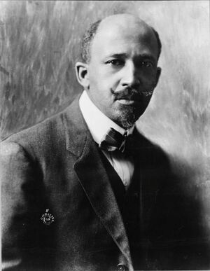 Formal photograph of W. E. B. Du Bois, with beard and mustache, around 50 years old