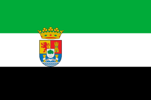 Flag of Extremadura with COA.svg