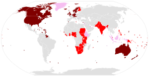 world map showing countries where a Germanic language is the primary or official language
