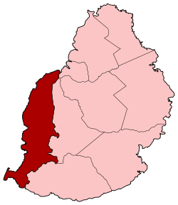 خريطة جزيرة موريشيوس موضح عليا مقاطعة النهر الأسود.