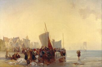 A Fishmarket near Boulogne by Richard Parkes Bonington, 1824