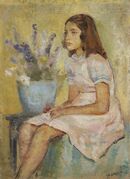 فتاة، بريشة جواد سليم، 1950. بيعَت في مَزاد سوذبيز مُقابل 307,328$.