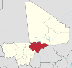 موقع منطقة موپتي في مالي.