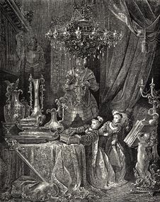 « Les voisines et les bonnes amies n’attendirent pas qu’on les envoyât quérir pour aller chez la jeune mariée, tant elles avaient d’impatience de voir toutes les richesses de sa maison »...