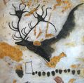 Cave painting of a Megaloceros في لاسكو.