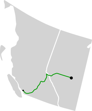Trans Mountain pipeline route from Edmonton to Burnaby