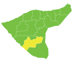 موقع ناحية شدادة في محافظة الحسكة.