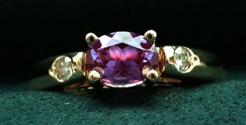An alexandrite ring with diamonds