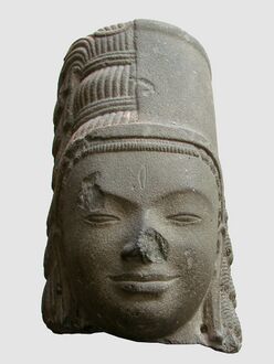Harihara (Shiva et Vishnou), art khmer قالب:S-, grès, province de Takeo, Style de Phnom Da. Cambodge.