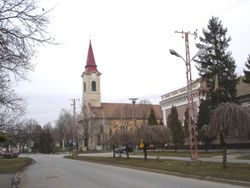 Center of the village with the Catholic Church