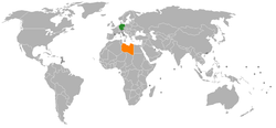Map indicating locations of Germany and Libya