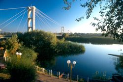 Suspended bridge of Deir ez Zor over the Euphrates River