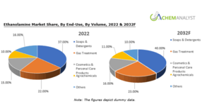 الحصة السوقية للإيثانولامين حسب الاستخدام النهائي والحجم، 2022-2023.