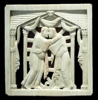 Ottonian relief from an altar in a bold monumental style, with little attempt at classicism; Milan 962–973.