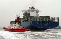 Boxer escort tug with Voith Schneider Propeller in action