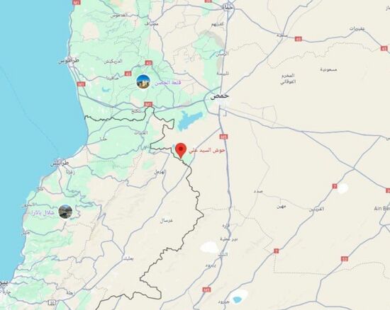 موقع بلدة حوش السيد علي على الحدود السورية اللبنانية
