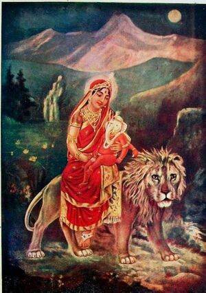 Goddess Parvati and her son Ganesha.jpg