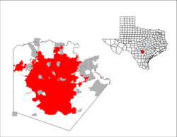 الموقع في مقاطعة بكسار بولاية تكساس