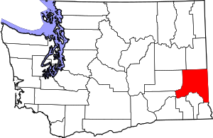 Map of Washington highlighting Whitman County