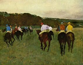 Edgar Degas, Racehorses at Longchamp, 1873–1875