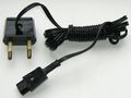 Soviet shaver power cord. The plug is similar to CEE7/16, but has different configuration. Thermoplastic plug is rated 6 A and 250 V.
