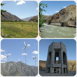 صورة لوادي پنجشير، ونهر پنجشير، وقبر أحمد شاه مسعود ومزرعة رياح پنجشير.