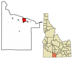 Location of Twin Falls in Twin Falls County, Idaho
