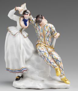 Harlequin and Columbine, Capodimonte porcelain, c. 1745