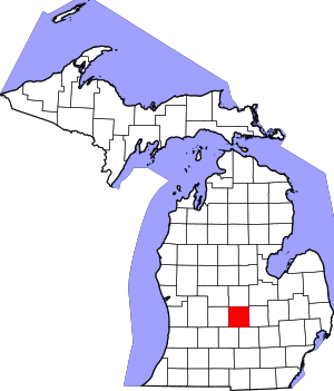 Map of Michigan highlighting Clinton County