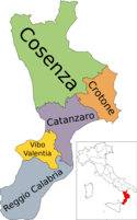 Map of region of Calabria, Italy, with provinces-it.svg