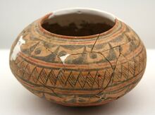 Painted Pottery A Container (c. 3,800—3,300 BCE) Excavated at the Diaolongbei Site, Zaoyang, Hubei. Capital Museum, Beijing.