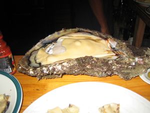 Photo of 2 أقدام (0.61 m) long open oyster on plate