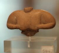 Torso of woman with hands on chest, small terracotta, Sesklo culture, Neolithic, 6th–5th millennium BC